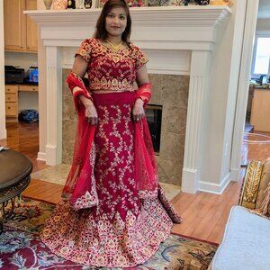 Eid Sale On LEHENGA - Heavy Embroidered Red Lehenga